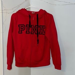 PINK Red Zip-up Hoodie